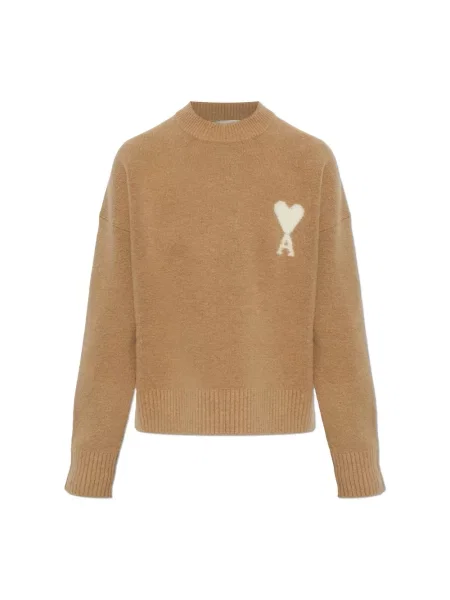 Sweter Ami Paris wełniany beżowy