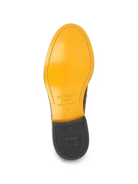 Pantofi loafer Doucal's din piele cu bretele maro