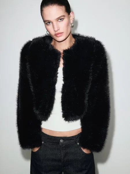 Шуба MANGO чорний