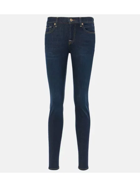 Jeansy skinny 7 For All Mankind z wysoką talią niebieskie