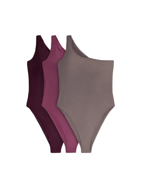 The Set Costum de baie întreg taupe / fucsia / magenta gri
