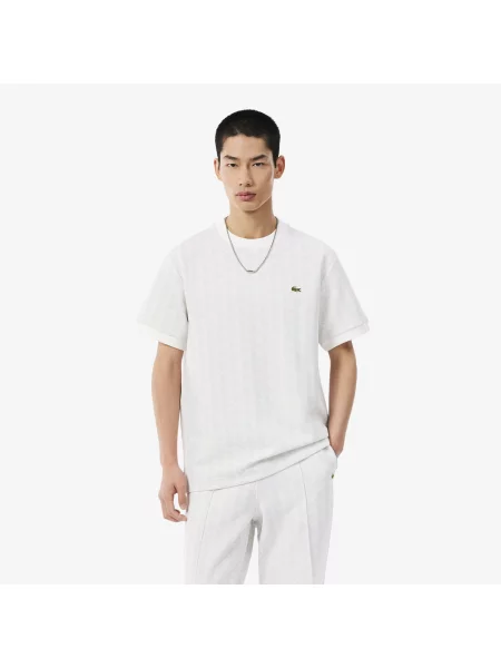 Lacoste Koszulka Żakardowa Z Monogramem Szary biała