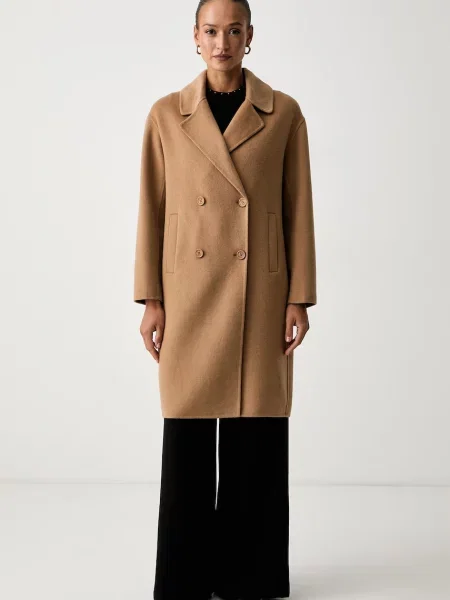 Twinset palton reversibil pentru femei cu lână bej