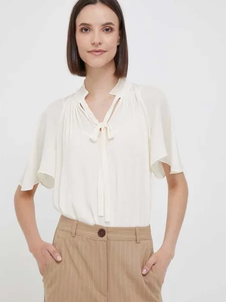 Блуза Lauren Ralph Lauren с изчистен дизайн бежово