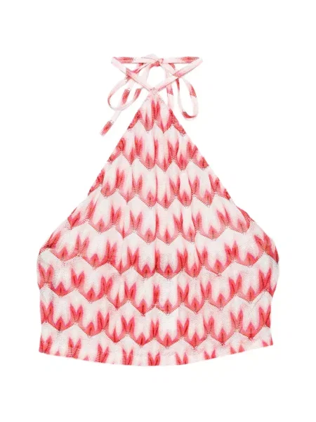 Pleteni top Missoni s halter ovratnikom crvena
