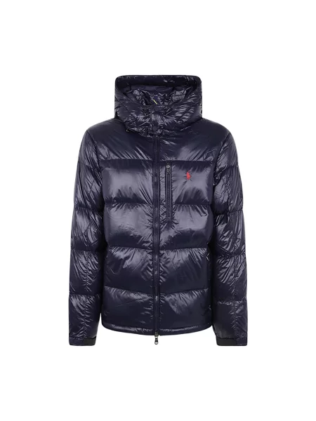 Kurtka bomber Polo Ralph Lauren z wysokim kołnierzem z logo pikowany niebieski
