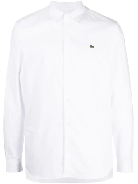 Cămașă Lacoste cu broderie din poplin alb