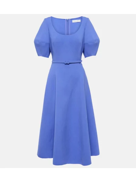 Volnena midi obleka Oscar De La Renta modra