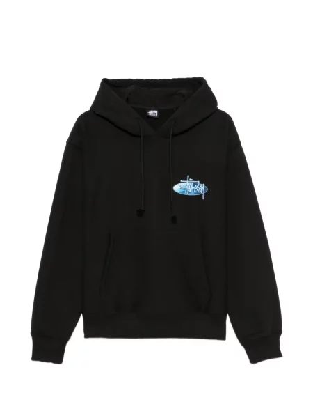 Hanorac cu glugă Stüssy cu imagine negru