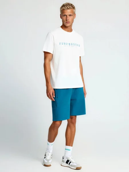 Funky Buddha Tricou azur alb