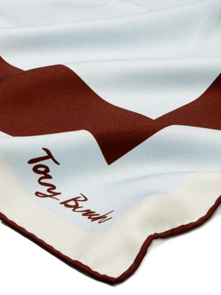 Fular Tory Burch de mătase albastru