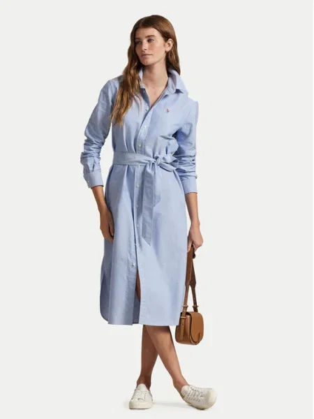 Polo Ralph Lauren Košeľové šaty Straight Fit modrá