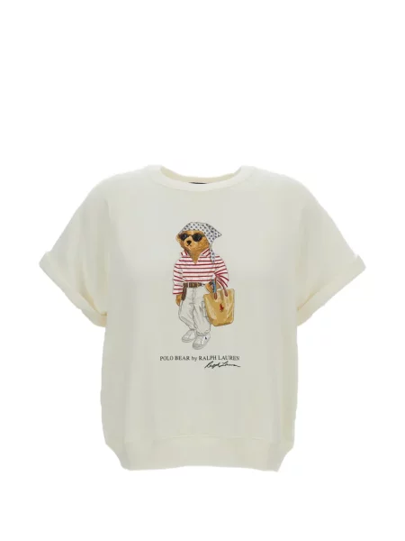 Dzianinowa koszulka polo Polo Ralph Lauren z nadrukiem z dekoltem halter biała