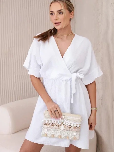 Rochie Kesi Włoski din muselină de costum alb