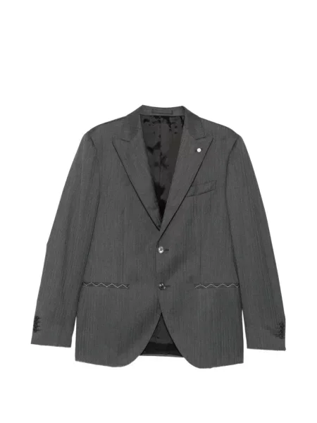 Costum Luigi Bianchi Mantova cu model herringbone gri