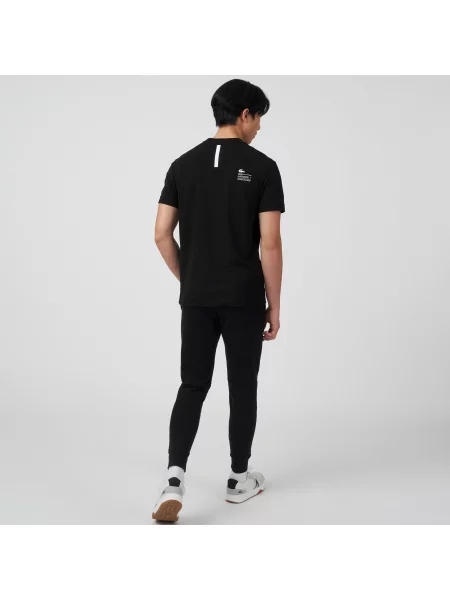 Lacoste Koszulka Regular Fit Z Nadrukiem Piqué czarna