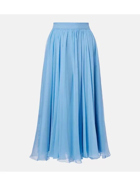 Jedwabna spódnica midi Dolce&gabbana do kolan niebieska