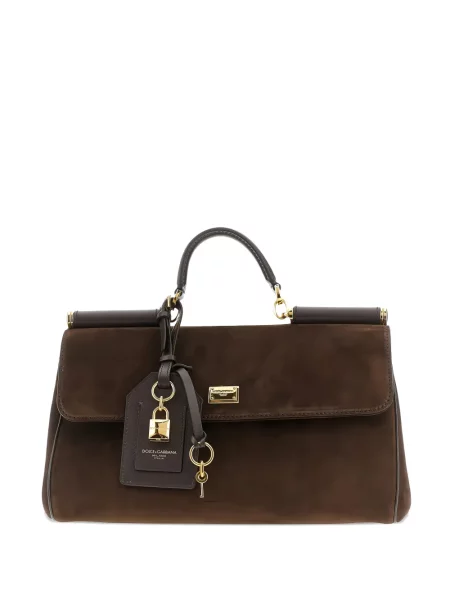 Geantă Dolce & Gabbana Sicily din piele de căprioară maro