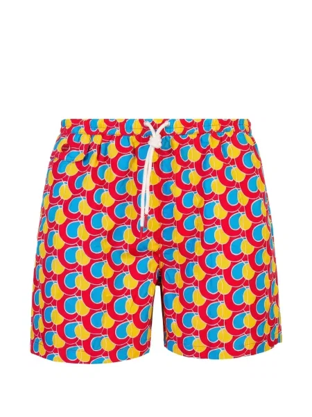 Slip de baie Kiton cu imagine cu imprimeu geometric roșu