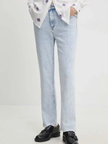 Дънки Answear Lab с висока талия синьо