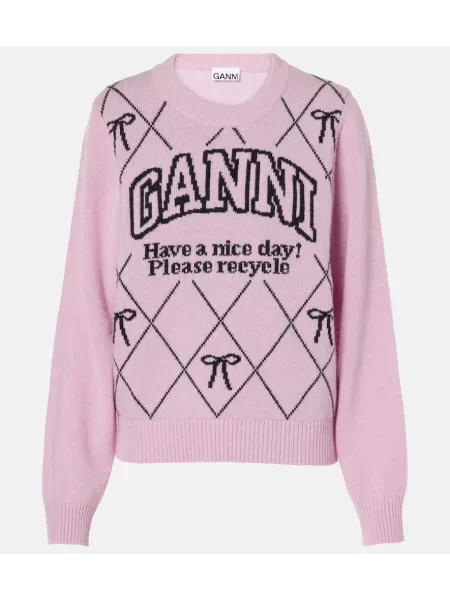 Pulover Ganni de lână roz