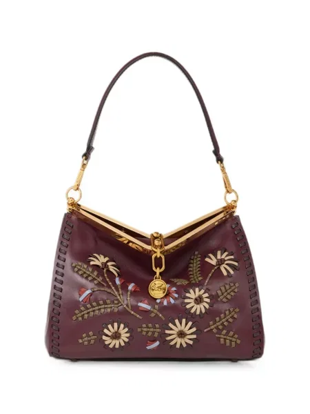 Geantă Etro din piele cu model floral roșu