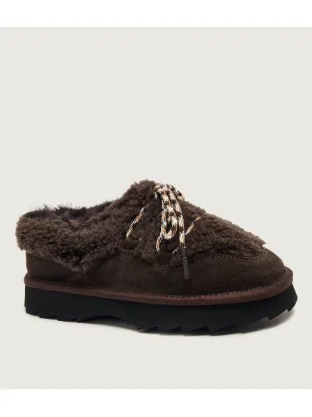 EMU Australia Mules încălțăminte Hayley | piele întoarsă | shearling cu adaos de lână maro
