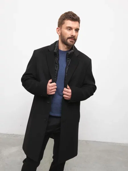 Шерстяное пальто Andreas Moskin черное