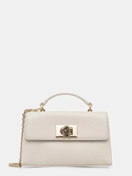 Furla torebka skórzana beżowy