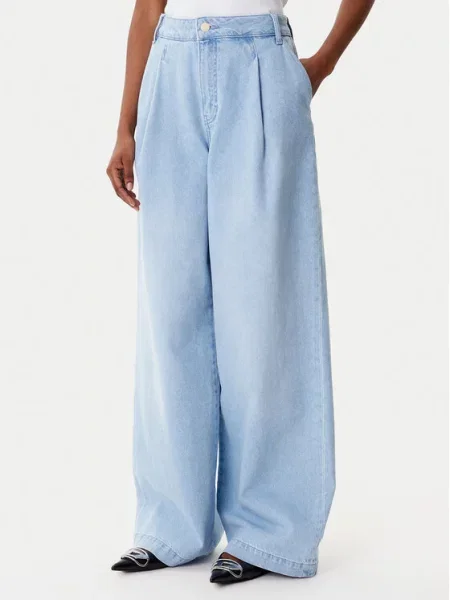 Armani Exchange Jeans hlače Wide Leg modra