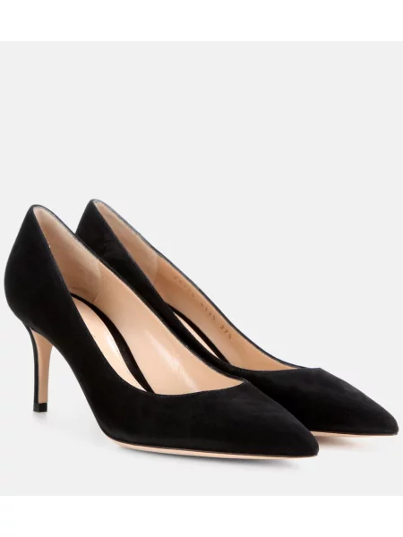 Pantofi cu toc Gianvito Rossi din piele de căprioară negru