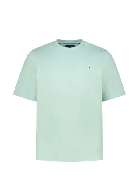 Tricou Tommy Hilfiger cu broderie cu decolteu rotund verde