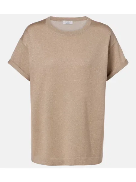 Tricou Brunello Cucinelli de mătase maro