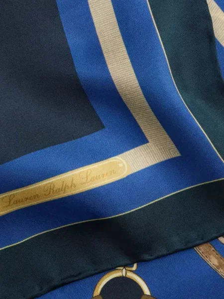 Chusta z jedwabiu z motywem łańcuchów Lauren Ralph Lauren granatowa