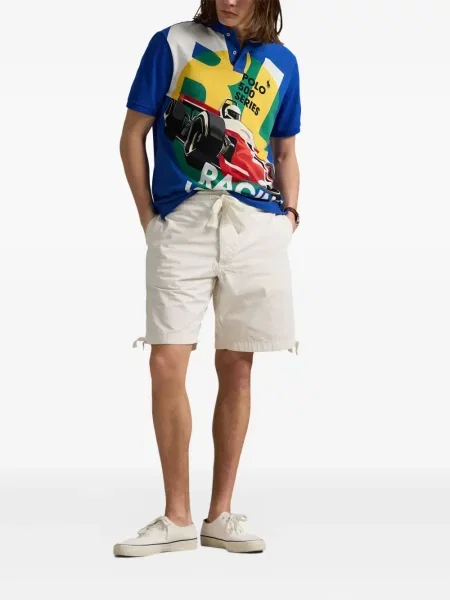 Slip de baie Polo Ralph Lauren alergare cu cordon cu imagine alb