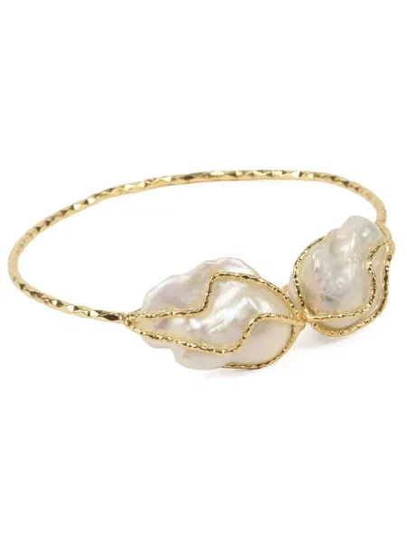 Náramek Perla Barocca bracciale zlatá / přírodní bílá