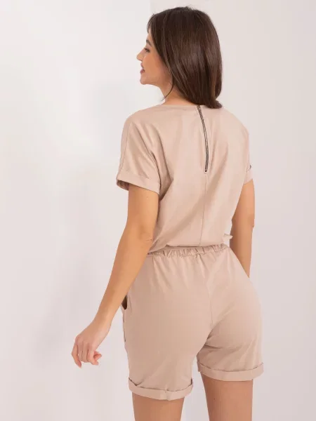 Salopetă Fashionhunters scurtă bej