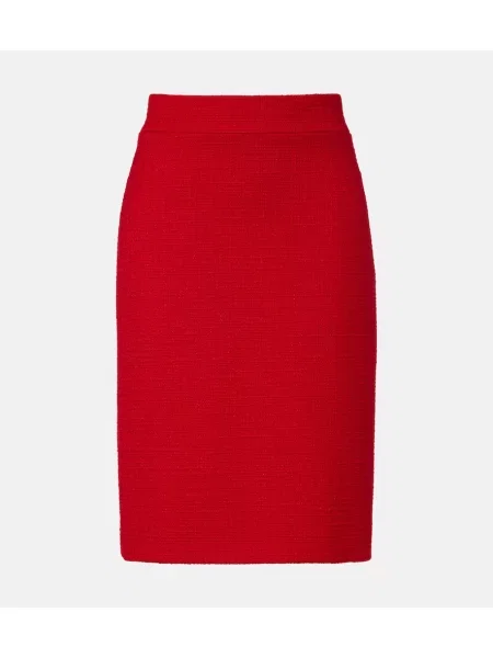 Fustă tip creion Valentino cu talie înaltă de lână roșu