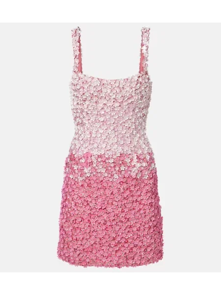 Rochie La Fuori cu broderie roz