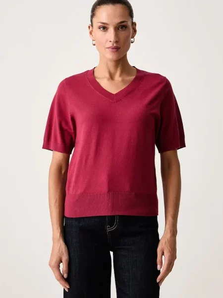 United Colors of Benetton pletena majica kratkih rukava za žene crvena