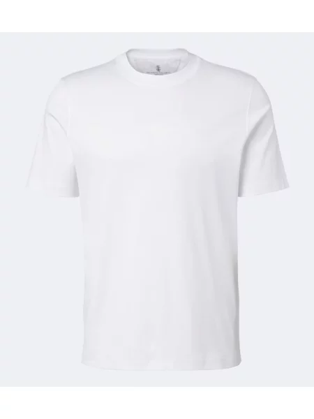 Tricou Brunello Cucinelli din jerseu alb