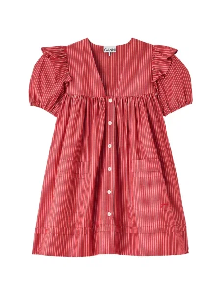 Rochie mini Ganni cu volane roșu