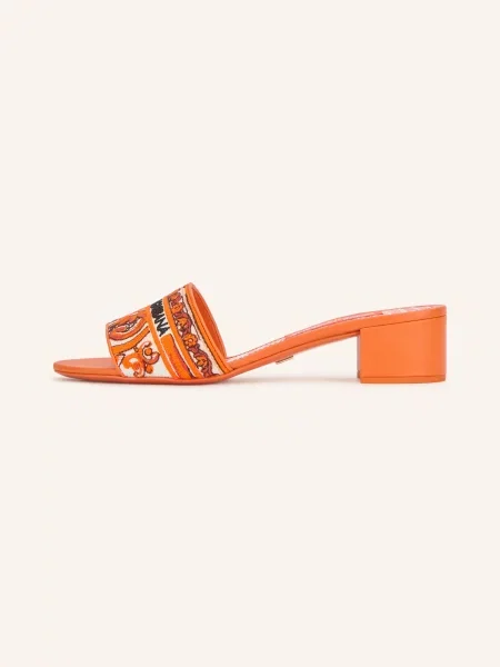 Dolce & Gabbana Klapki orange białe