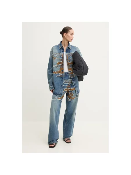 Y/Project koszula jeansowa EVERGREEN PARIS BEST PATCH DENIM SHIRT niebieska