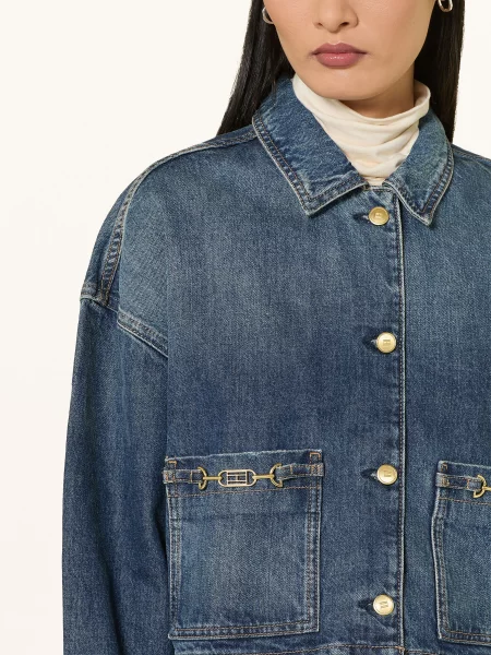 Tommy Hilfiger Džínová Bunda cam mid modrá