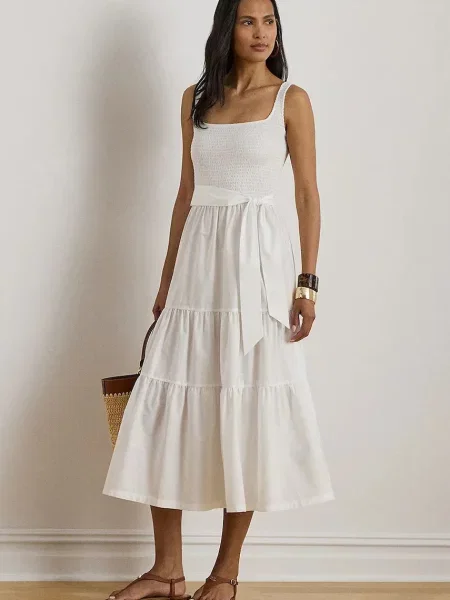 Lauren Ralph Lauren sukienka rozkloszowana biała