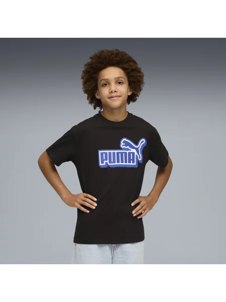 PUMA Młodzieżowa koszulka o luźnym kroju Essentials Logo Lab z grafiką Odzież czarny