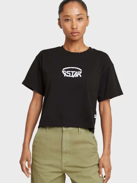 Укороченная футболка G-star Raw черная