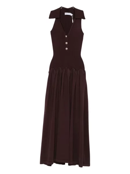 Rochie midi Self-portrait tricotate până la genunchi de costum maro