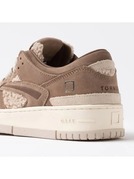 Sneakersy D.a.t.e. typu teddy skórzane brązowe
